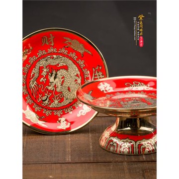 仙佛堂供盤佛具陶瓷觀音財神爺供果盤水果盤高腳貢盤供佛招財財寶