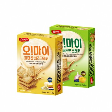 O!MY FOOD 蘇打餅乾160g-帕瑪森起司口味/香蒜奶油口味