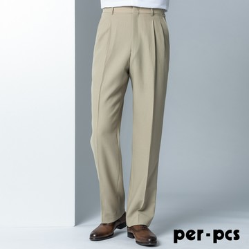 【per-pcs】經典質感打摺西褲_卡其條紋(87223)