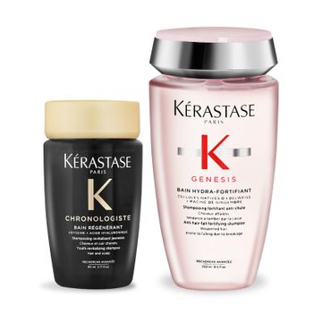 *KERASTASE 卡詩 雙效洗髮組粉漾芯生清爽型＋黑鑽極萃逆時｜潔淨＋修護一次擁有