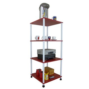 【頂堅】四層長管-置物架/電器架/收納架-40x40公分-三色可選喜氣紅色