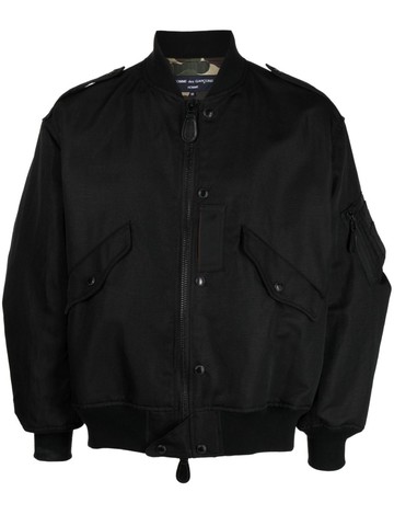 Comme Des Garçons Homme - zip-up linen bomber jacket - men - Linen/Flax/Polyester - S - Black