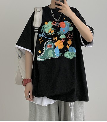 FINDSENSE X  男女 學生T恤百搭 圓領 短袖寬鬆T恤