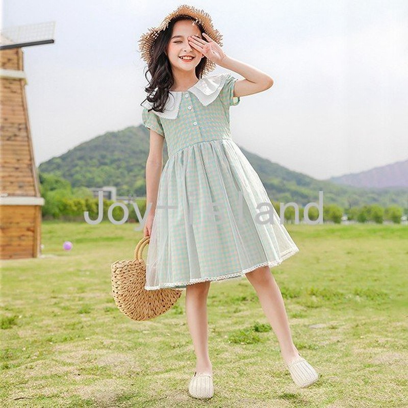 ワンピース 子供服 女の子 夏 ワンピース 半袖ワンピース 折り襟 チェック柄 夏服 チュニック 子供ドレス お姫様 おしゃれ カジュアル 可愛い 新品 通販 Lineポイント最大0 5 Get Lineショッピング