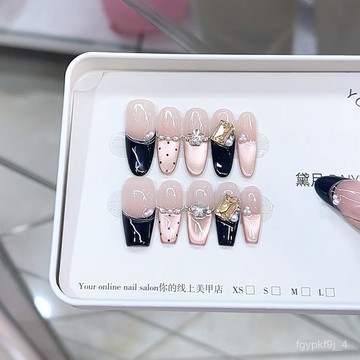 🥰可可新品🥰奈姿 手工穿戴甲黑金爵士立體手繪蝴蝶豹紋貓眼款純慾氣質美甲貼手工穿戴甲高級感穿戴甲顯白美甲片新年穿戴甲 GY