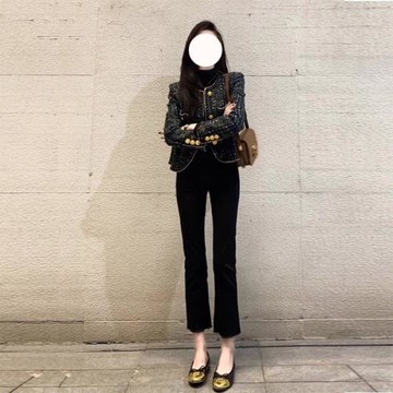 黑色微喇叭牛仔褲女小個子高腰顯瘦2025新款秋冬直筒彈力大碼胖mm