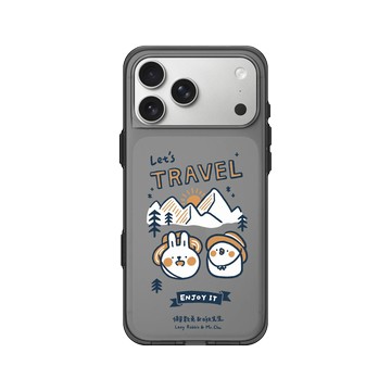 iPhone 17 Pro Max Clear (相機按鈕) 酷墨灰 - 懶散兔與啾先生 Lazy Rabbit and Mr.Chu - Let's travel