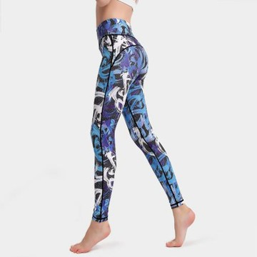 任-【ALLK 歐楷】促銷 印花踩腳韻律瑜珈褲 圖片色(尺寸L-XL/中大尺碼/運動/健身)
