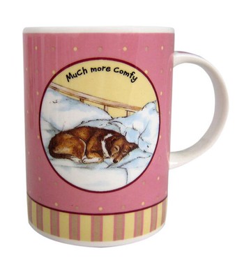 貓狗插畫系列英國骨瓷杯 馬克杯-舒服好睡（Much more comfy）