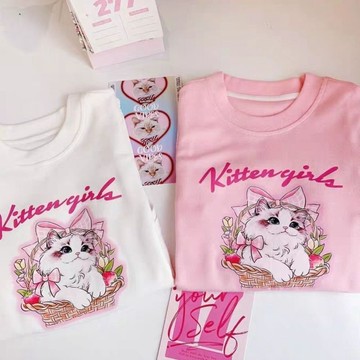 ❤️ATL❤️ 兒童長袖T恤 兒童內搭衣 女童長袖打底衫 2026春季新款女童長袖T恤韓版兒童打底衫德絨女孩洋氣貓咪上