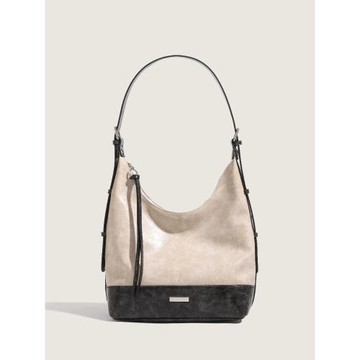 2025秋冬新款時尚百搭單肩包高級質感水桶包大容量通勤撞色托特包