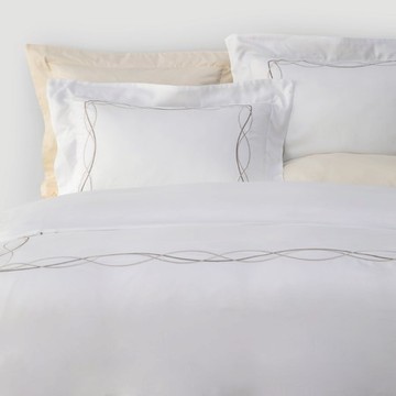 克萊歐雙色刺繡500織天絲被套雙人 沙石白