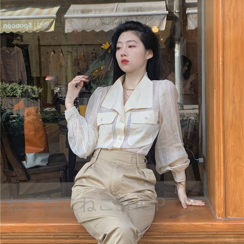 ブラウスシャツトップスレディース夏春春夏uvカットシャツパフスリーブ無地薄手ゆったりとろみシャツオシャレ体型カバー 通販 Lineポイント最大0 5 Get Lineショッピング