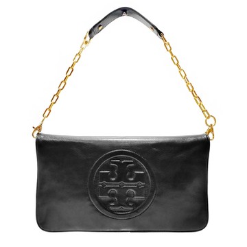 【TORY BURCH】全皮LOGO金屬鍊手提/肩揹晚宴包