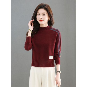 小個子短款高腰毛衣女半高領內搭打底衫秋冬2025新款爆款紅色上衣