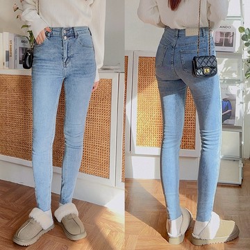 【HARPER】雙釦刷色下抽鬚窄管牛仔褲 S~XL | 現貨  牛仔褲 窄管褲 顯瘦 丹寧【PNE59849G】