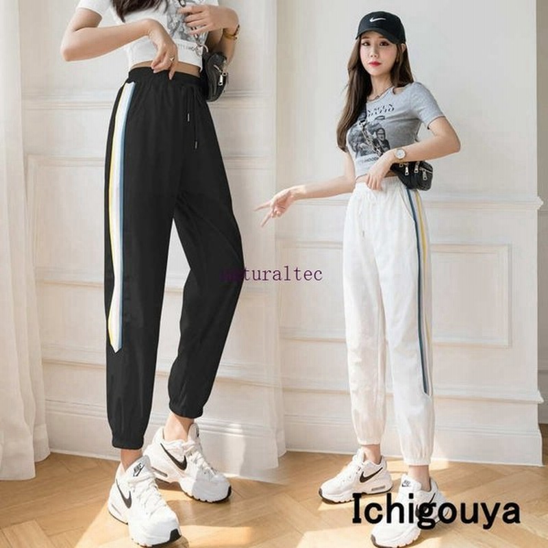 スウェットパンツ レディース 夏 ストライプ ボトムス 薄手 ウエストゴム 着痩せ ひんやり 冷感 涼しい 運動着 夏 通販 Lineポイント最大0 5 Get Lineショッピング