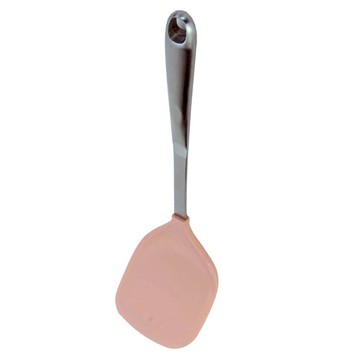 Chieh Pao 潔豹 304不銹鋼 大和矽膠雙向煎匙  玫瑰紅  1支