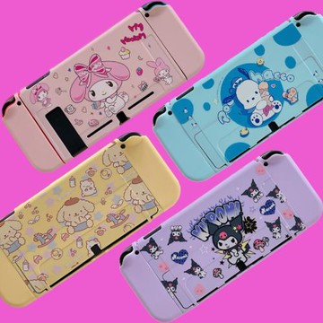適用任天堂switch游戲機保護套oled庫洛米美樂蒂帕恰狗分體式軟殼