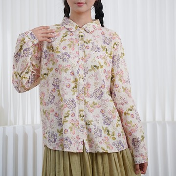 早秋田園風碎花上衣 襯衫122137C