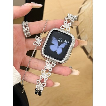 《台灣出貨》適用 APPLE WATCH 銅材質錶帶 不掉色 蝴蝶錶帶 S11 S10 SE 46mm 45 女士錶帶