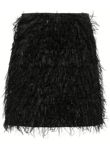 Genny - feather-detail high-waisted miniskirt - women - Polyester - 42 - Black