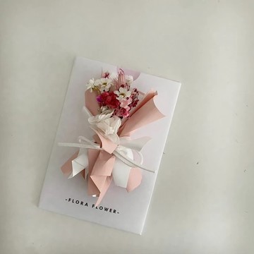 【Flora Flower】乾燥花卡片- 白梅桃粉