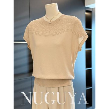 時尚休閑媽媽裝針織衫女短袖2025年夏裝新款上衣氣質百搭中年T恤