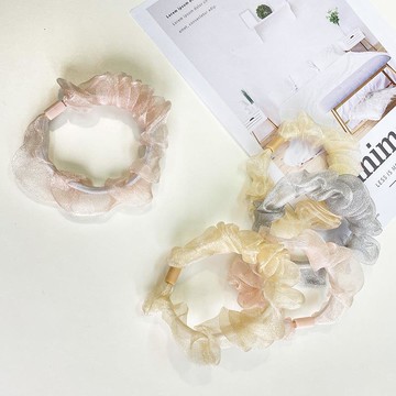 首爾DESIGN可愛歐根紗小腸圈5入-粉金銀