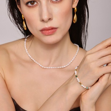 宏雲Hongyun- Xyx-小眾設計感天然石淡水珍珠手鍊ins輕奢氣質珍珠媽媽款手飾