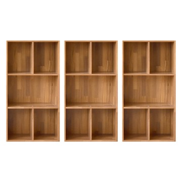 《HOPMA》簡約五格櫃(3入) 台灣製造 層櫃 置物櫃 矮櫃 收納櫃 儲藏櫃 書櫃 玄關櫃 門櫃 書架-拼版柚木