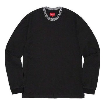 Supreme Old English Collar L/S T-Shirt 'Black White'