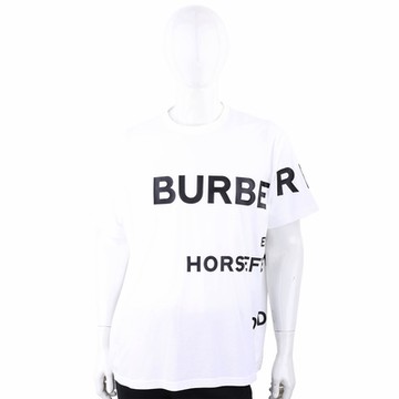 BURBERRY 巴寶莉  Horseferry 印花棉質白色寬鬆短袖TEE T恤(男/女可穿)