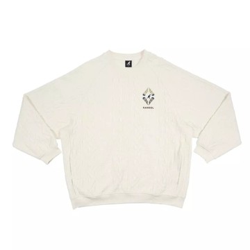 KANGOL 大學T 米白 圖騰 長袖 上衣 中性 6555101501