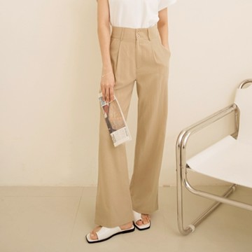 小腰精．棉質素色直筒長褲-OB嚴選