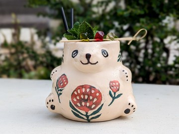 陶瓷杯可愛 13 盎司小熊馬克杯手工烏克蘭陶器 Sgraffito 馬克杯