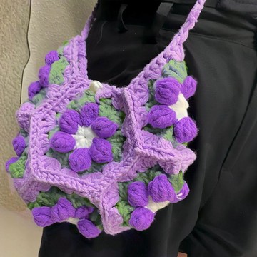 【小悅居】手工單肩包手工成品包包少女洋氣斜跨包百搭毛線針織編織包可愛網紅同款、熱門單品 人氣好物