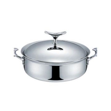 LUCUKU路卡酷家用304不銹鋼物理無涂層火鍋鯨魚王五層鋼煎鍋24cm