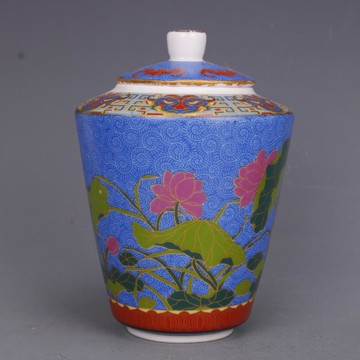 清乾隆琺瑯彩花鳥紋茶葉罐仿古中式瓷器家居博古擺件古董古玩收藏1入