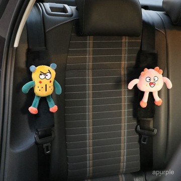 汽車卡通醜萌小怪獸安全帶護肩套車內可愛兒童保險帶防勒脖保護套 KCKJ