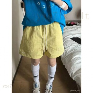 【臺灣出貨】🍋多巴胺運動短褲女2025新款夏季薄款百搭高腰寬鬆休閒闊腿五分褲子