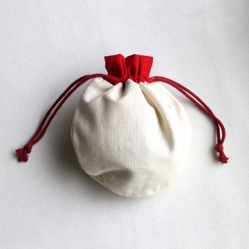 小束口袋 收納包 / 紅白配色