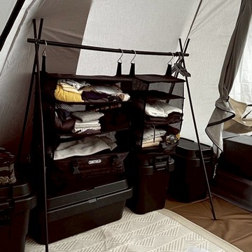 日本可吊掛旅行壓縮3+1層收納袋L(2入組) 黑x1+奶茶x1