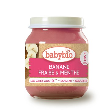 Babybio 【法國】生機香蕉草莓泥130gX6《 專業嬰幼兒副食品》