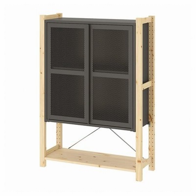 （希少絶版カラー）IKEA イーヴァル キャビネット グレー 棚　メッシュ イケア IKEA/イケア IVAR/イーヴァル キャビネット 扉付