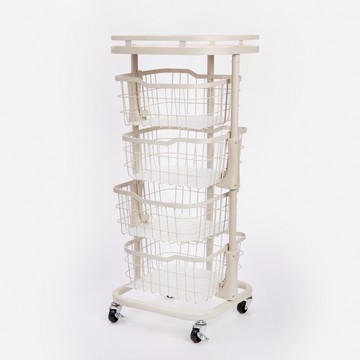 特力屋四層可旋轉移動架附頂板 白