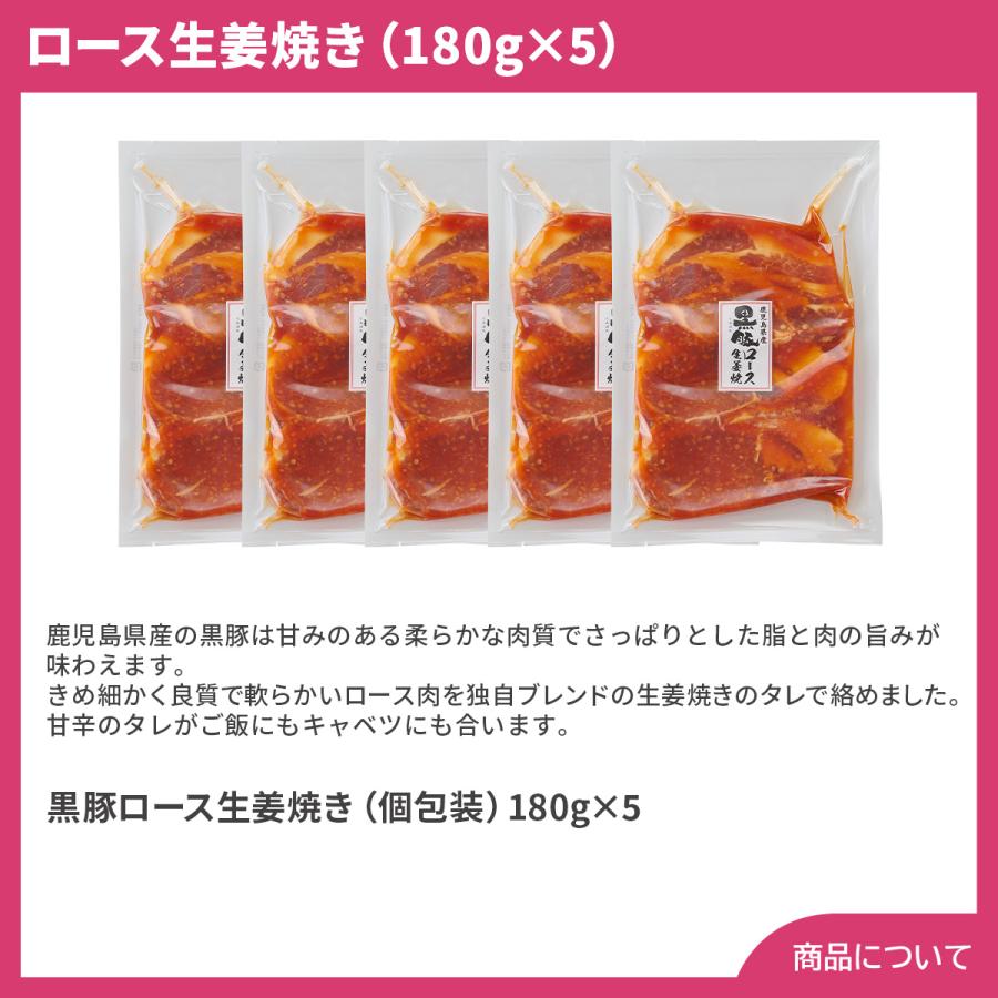 鹿児島県産黒豚使用 ロース生姜焼き（180g×5） プレゼント ギフト 内祝 御祝 贈答用 送料無料 お歳暮 御歳暮 お中元 御中元