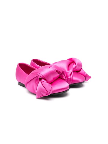 Nº21 Kids - knot-detail satin ballerina shoes - kids - Fabric/Rubber - 37 - Pink