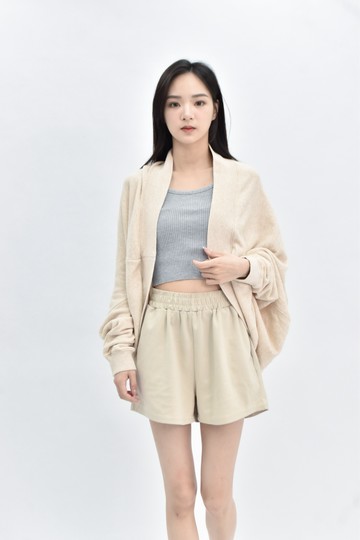 (F) uniqlo 棉質長袖杏色罩衫