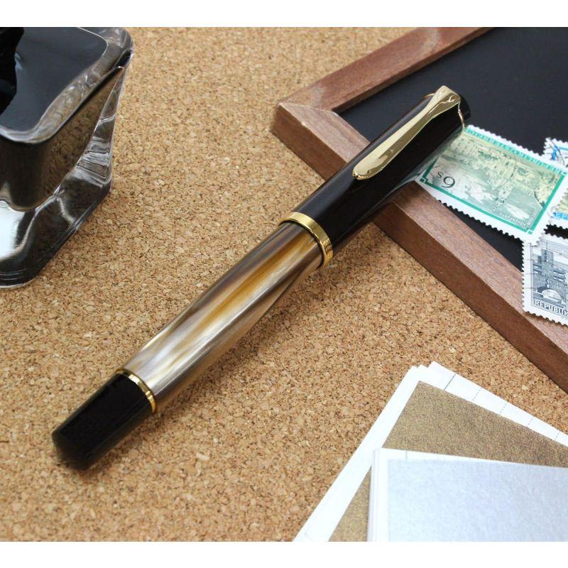 Pelikan ペリカン 万年筆 M 中字 マーブルブラウン クラシック M200 吸入式 正規輸入品